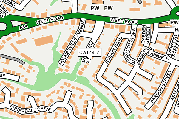 CW12 4JZ map - OS OpenMap – Local (Ordnance Survey)