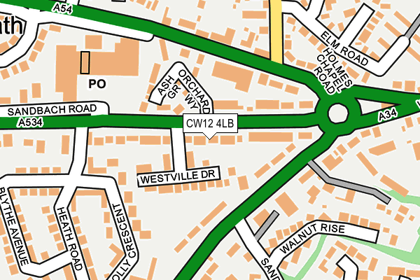 CW12 4LB map - OS OpenMap – Local (Ordnance Survey)