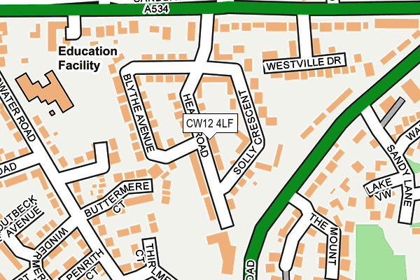 CW12 4LF map - OS OpenMap – Local (Ordnance Survey)