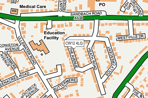 CW12 4LQ map - OS OpenMap – Local (Ordnance Survey)