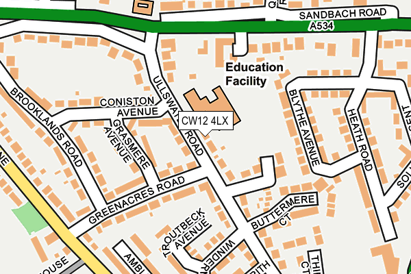 CW12 4LX map - OS OpenMap – Local (Ordnance Survey)