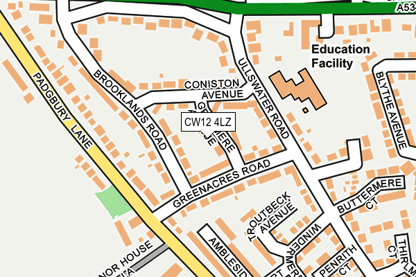 CW12 4LZ map - OS OpenMap – Local (Ordnance Survey)