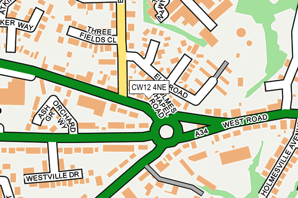 CW12 4NE map - OS OpenMap – Local (Ordnance Survey)