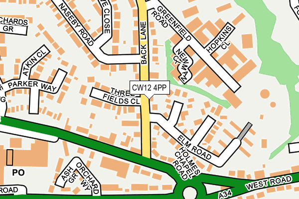 CW12 4PP map - OS OpenMap – Local (Ordnance Survey)