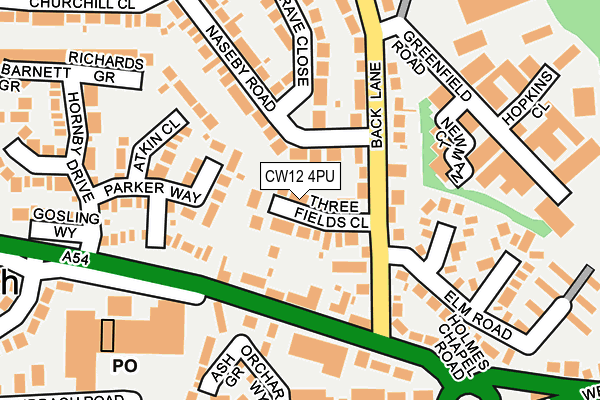 CW12 4PU map - OS OpenMap – Local (Ordnance Survey)