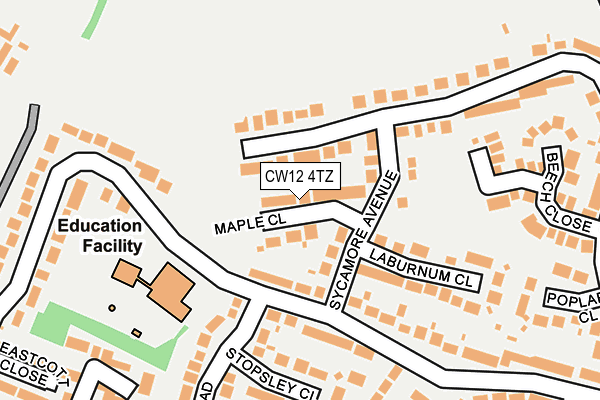 CW12 4TZ map - OS OpenMap – Local (Ordnance Survey)