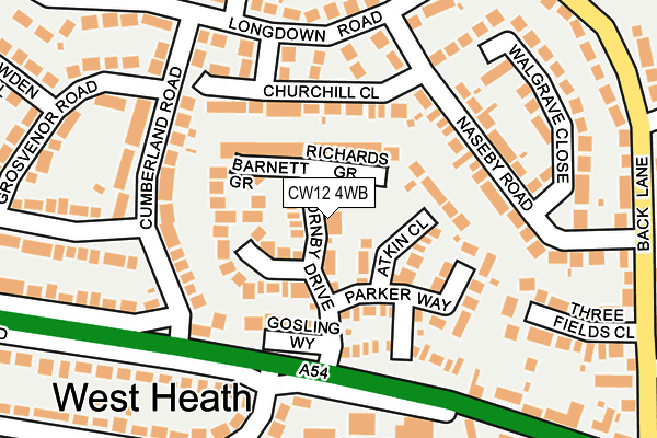 CW12 4WB map - OS OpenMap – Local (Ordnance Survey)