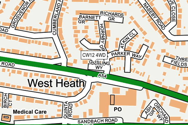 CW12 4WD map - OS OpenMap – Local (Ordnance Survey)