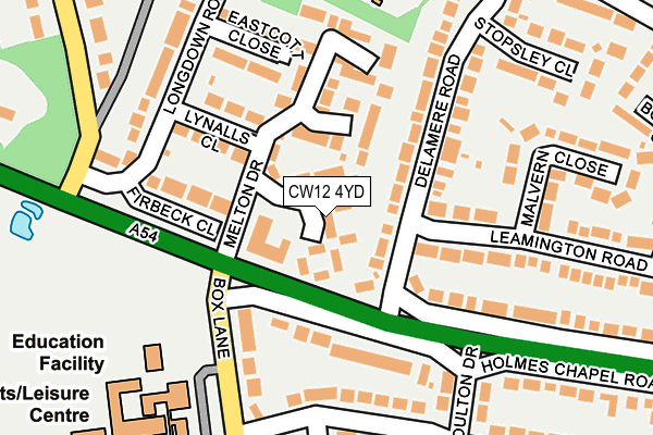 CW12 4YD map - OS OpenMap – Local (Ordnance Survey)