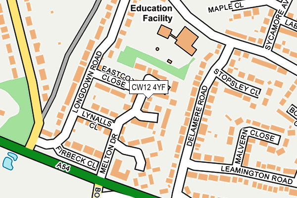 CW12 4YF map - OS OpenMap – Local (Ordnance Survey)