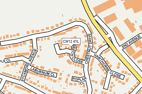 CW12 4YL map - OS OpenMap – Local (Ordnance Survey)