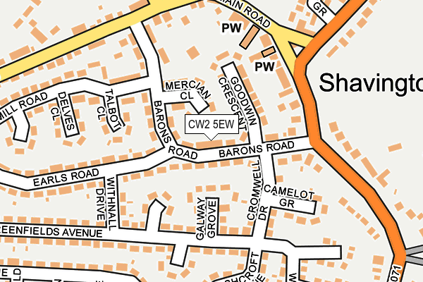 CW2 5EW map - OS OpenMap – Local (Ordnance Survey)