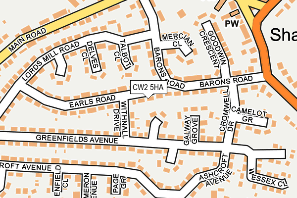 CW2 5HA map - OS OpenMap – Local (Ordnance Survey)