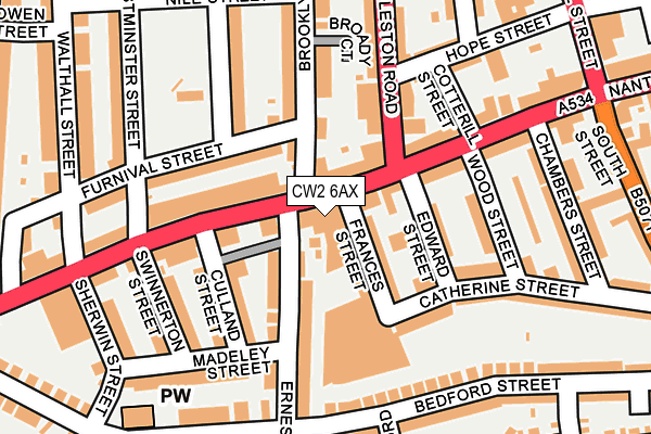 CW2 6AX map - OS OpenMap – Local (Ordnance Survey)