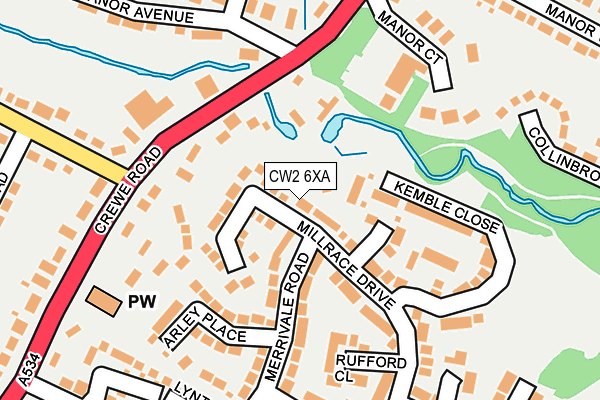 CW2 6XA map - OS OpenMap – Local (Ordnance Survey)
