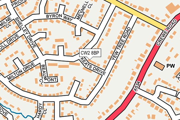 CW2 8BP map - OS OpenMap – Local (Ordnance Survey)
