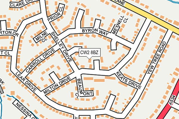 CW2 8BZ map - OS OpenMap – Local (Ordnance Survey)