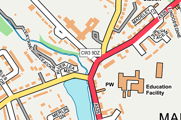 CW3 9DZ map - OS OpenMap – Local (Ordnance Survey)