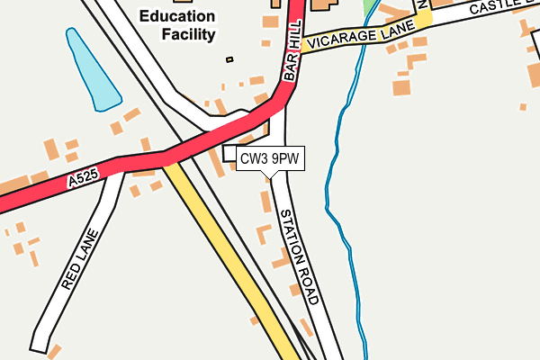 CW3 9PW map - OS OpenMap – Local (Ordnance Survey)