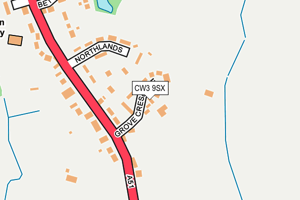 CW3 9SX map - OS OpenMap – Local (Ordnance Survey)