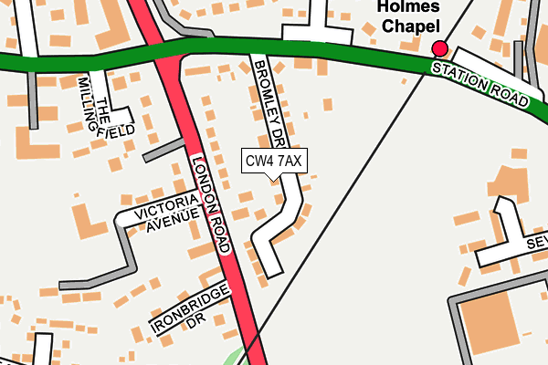 CW4 7AX map - OS OpenMap – Local (Ordnance Survey)