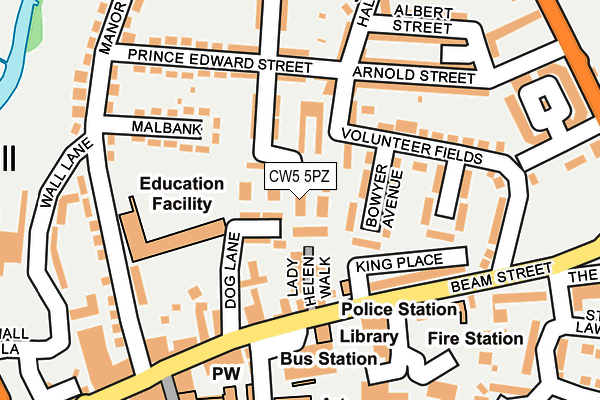 CW5 5PZ map - OS OpenMap – Local (Ordnance Survey)