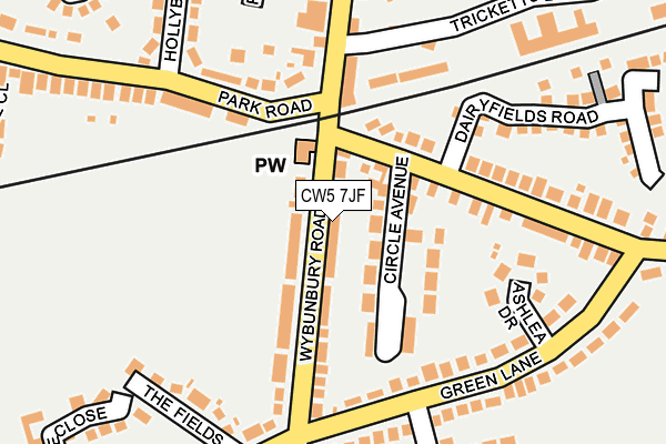 CW5 7JF map - OS OpenMap – Local (Ordnance Survey)