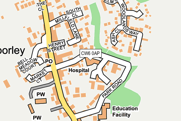 CW6 0AP map - OS OpenMap – Local (Ordnance Survey)