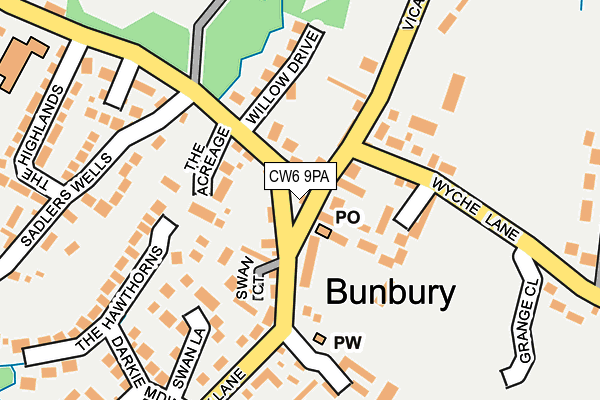 CW6 9PA map - OS OpenMap – Local (Ordnance Survey)