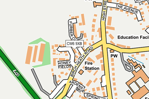 CW6 9XB map - OS OpenMap – Local (Ordnance Survey)