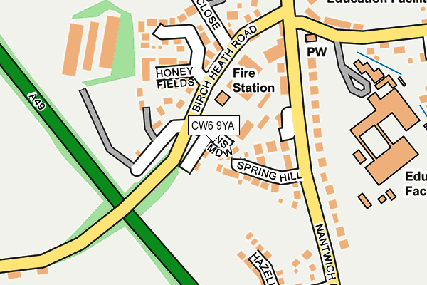 CW6 9YA map - OS OpenMap – Local (Ordnance Survey)