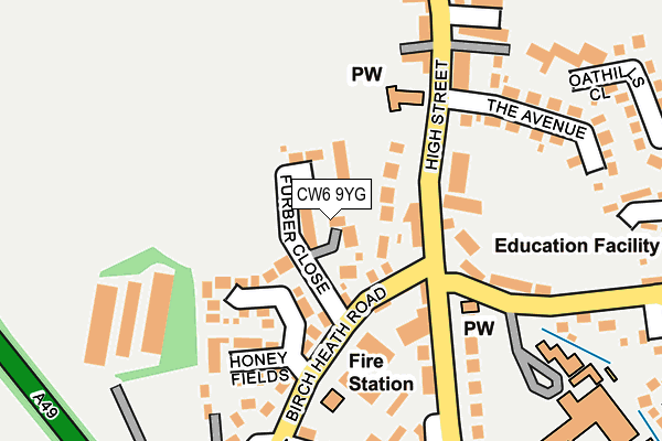 CW6 9YG map - OS OpenMap – Local (Ordnance Survey)