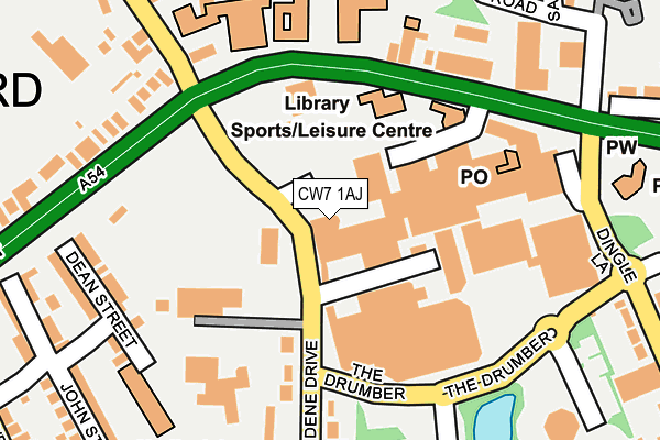 CW7 1AJ map - OS OpenMap – Local (Ordnance Survey)
