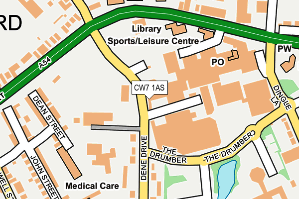 CW7 1AS map - OS OpenMap – Local (Ordnance Survey)