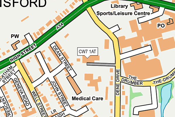 CW7 1AT map - OS OpenMap – Local (Ordnance Survey)
