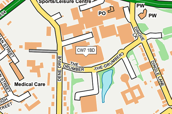 CW7 1BD map - OS OpenMap – Local (Ordnance Survey)