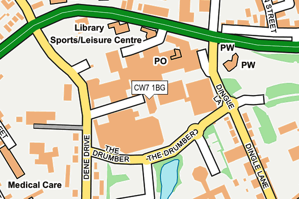 CW7 1BG map - OS OpenMap – Local (Ordnance Survey)