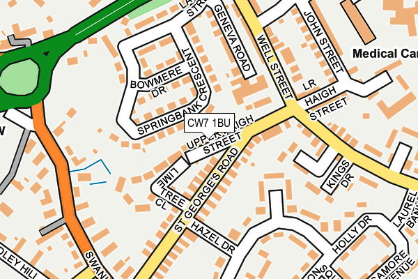 CW7 1BU map - OS OpenMap – Local (Ordnance Survey)