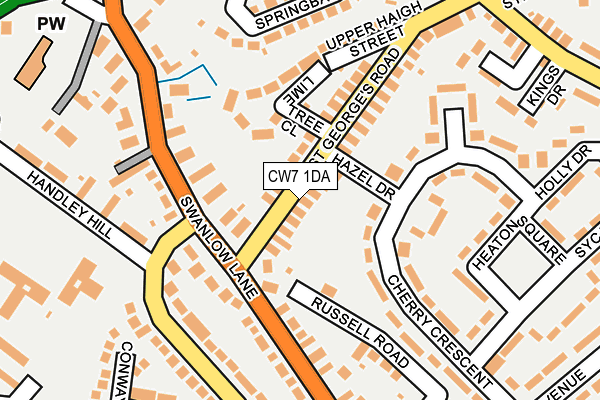CW7 1DA map - OS OpenMap – Local (Ordnance Survey)