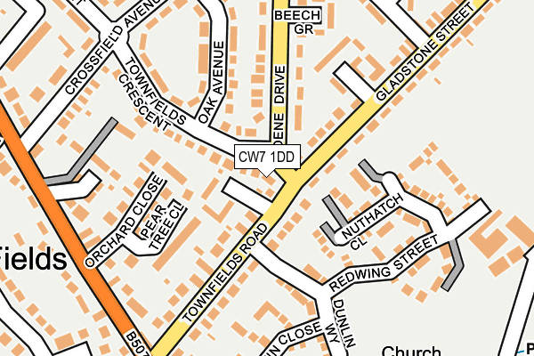 CW7 1DD map - OS OpenMap – Local (Ordnance Survey)