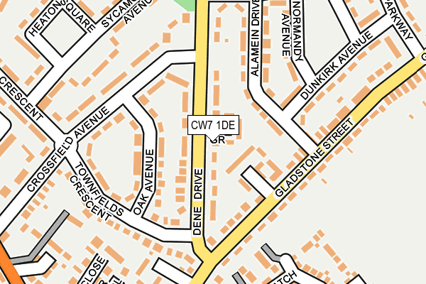 CW7 1DE map - OS OpenMap – Local (Ordnance Survey)