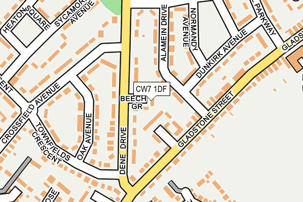 CW7 1DF map - OS OpenMap – Local (Ordnance Survey)