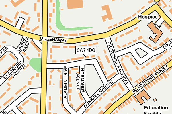 CW7 1DG map - OS OpenMap – Local (Ordnance Survey)