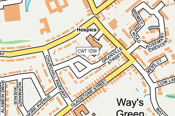 CW7 1DW map - OS OpenMap – Local (Ordnance Survey)
