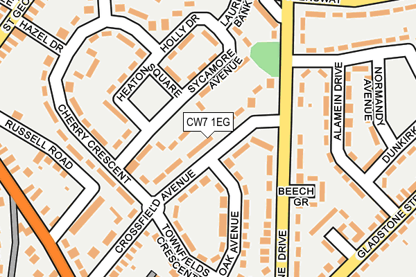 CW7 1EG map - OS OpenMap – Local (Ordnance Survey)