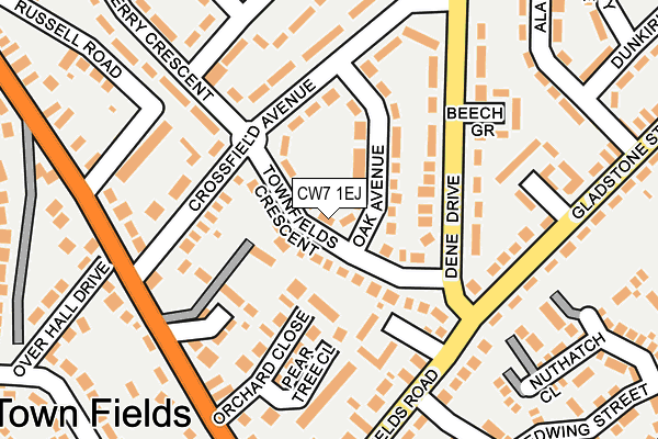 CW7 1EJ map - OS OpenMap – Local (Ordnance Survey)