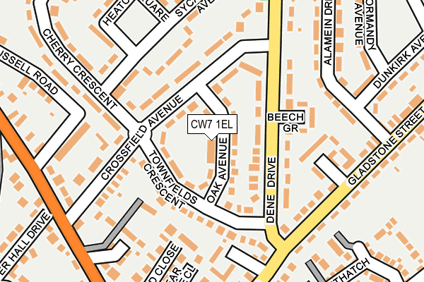 CW7 1EL map - OS OpenMap – Local (Ordnance Survey)