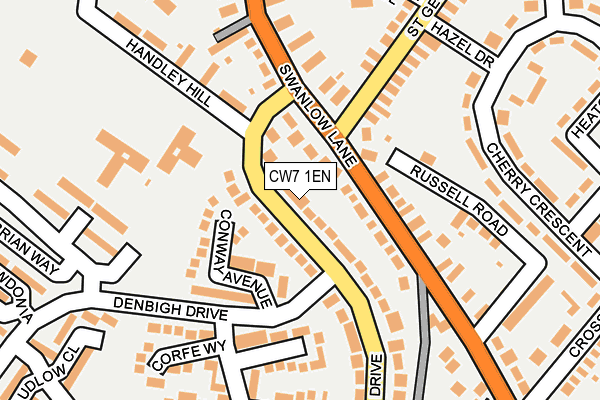 CW7 1EN map - OS OpenMap – Local (Ordnance Survey)