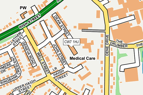 CW7 1HJ map - OS OpenMap – Local (Ordnance Survey)