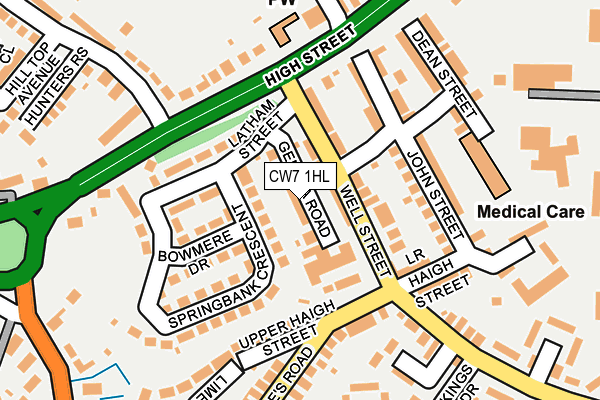 CW7 1HL map - OS OpenMap – Local (Ordnance Survey)